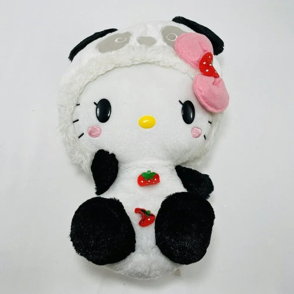 Japanese Original Sanrio Hello Kitty Panda Plush Toy Costume Strawberry Kawaii - Picture 1 of 10